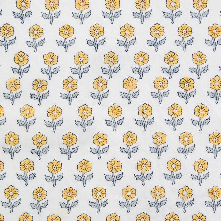 Indian Block Prints by the 1/4 Yard - Flowerling Yellow
