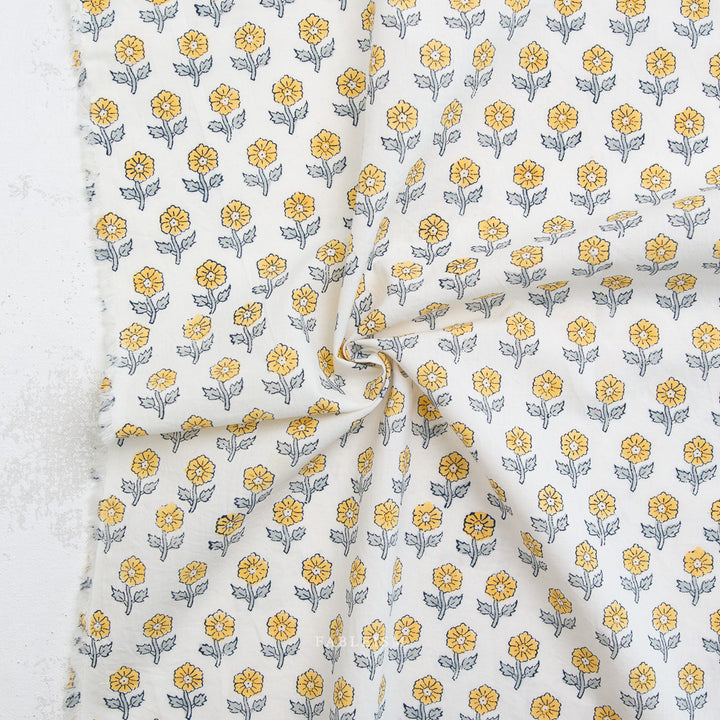 Indian Block Prints by the 1/4 Yard - Flowerling Yellow