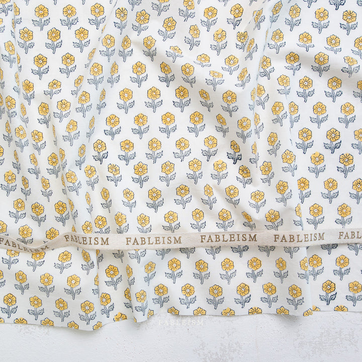 Indian Block Prints by the 1/4 Yard - Flowerling Yellow