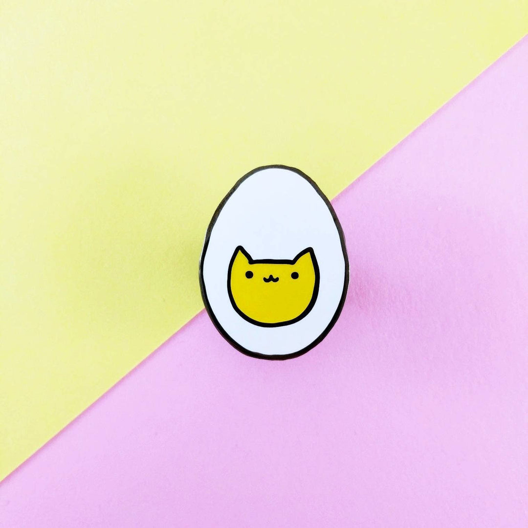 Hardy the Hard Boiled Egg Cat Enamel Pin