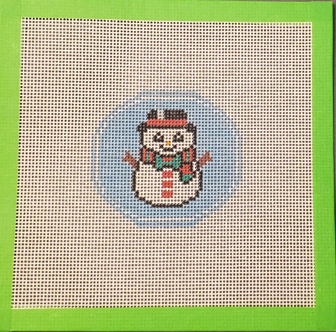 Christmas ornament Snowman needlepoint hand painted canvas