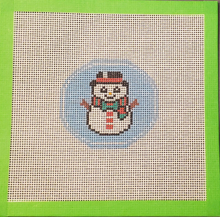 Christmas ornament Snowman needlepoint hand painted canvas