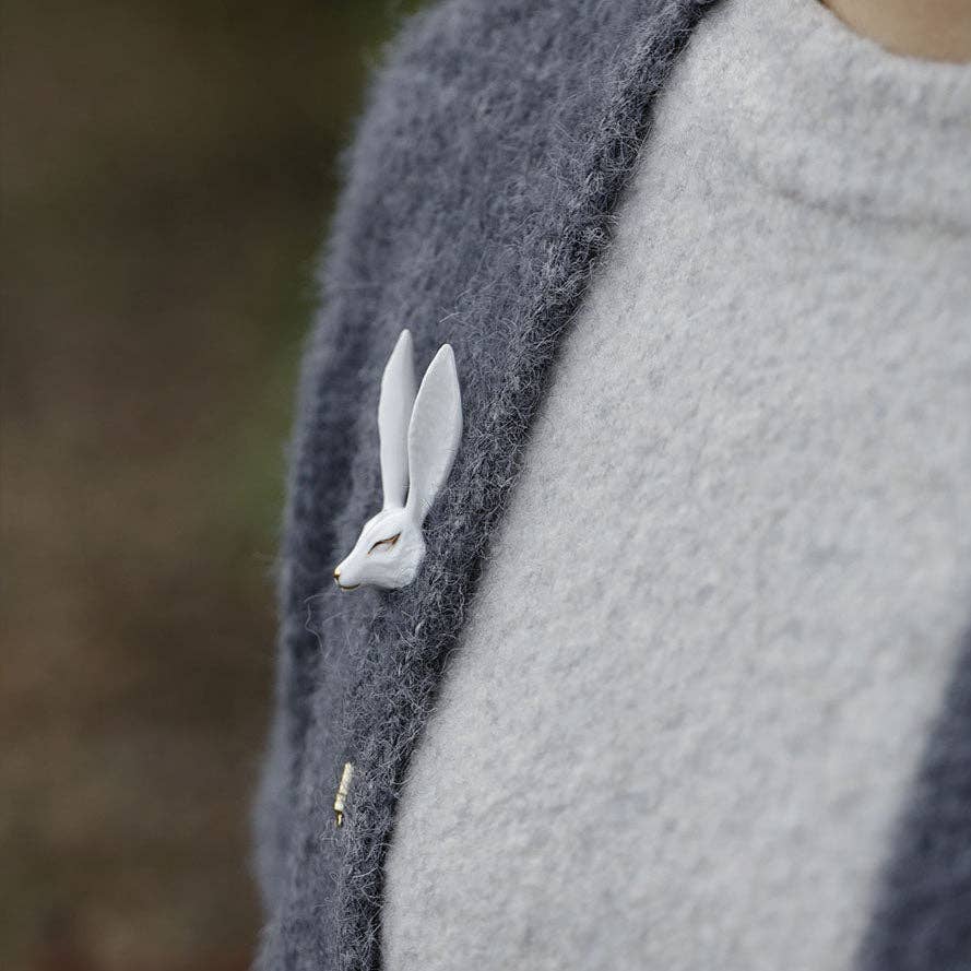 YIHE Ceramic Brooches "White Fox"