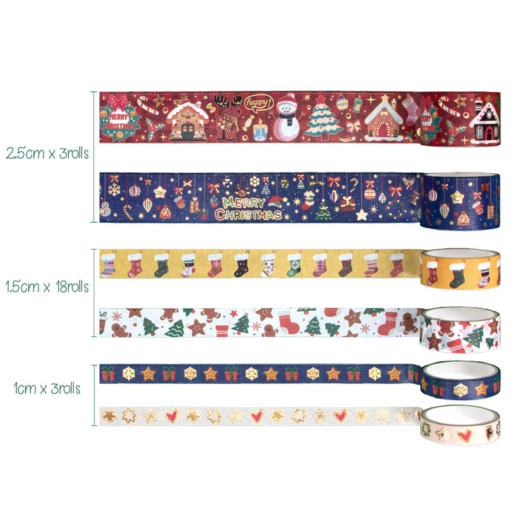 Christmas Washi Tape Set - 24 Rolls