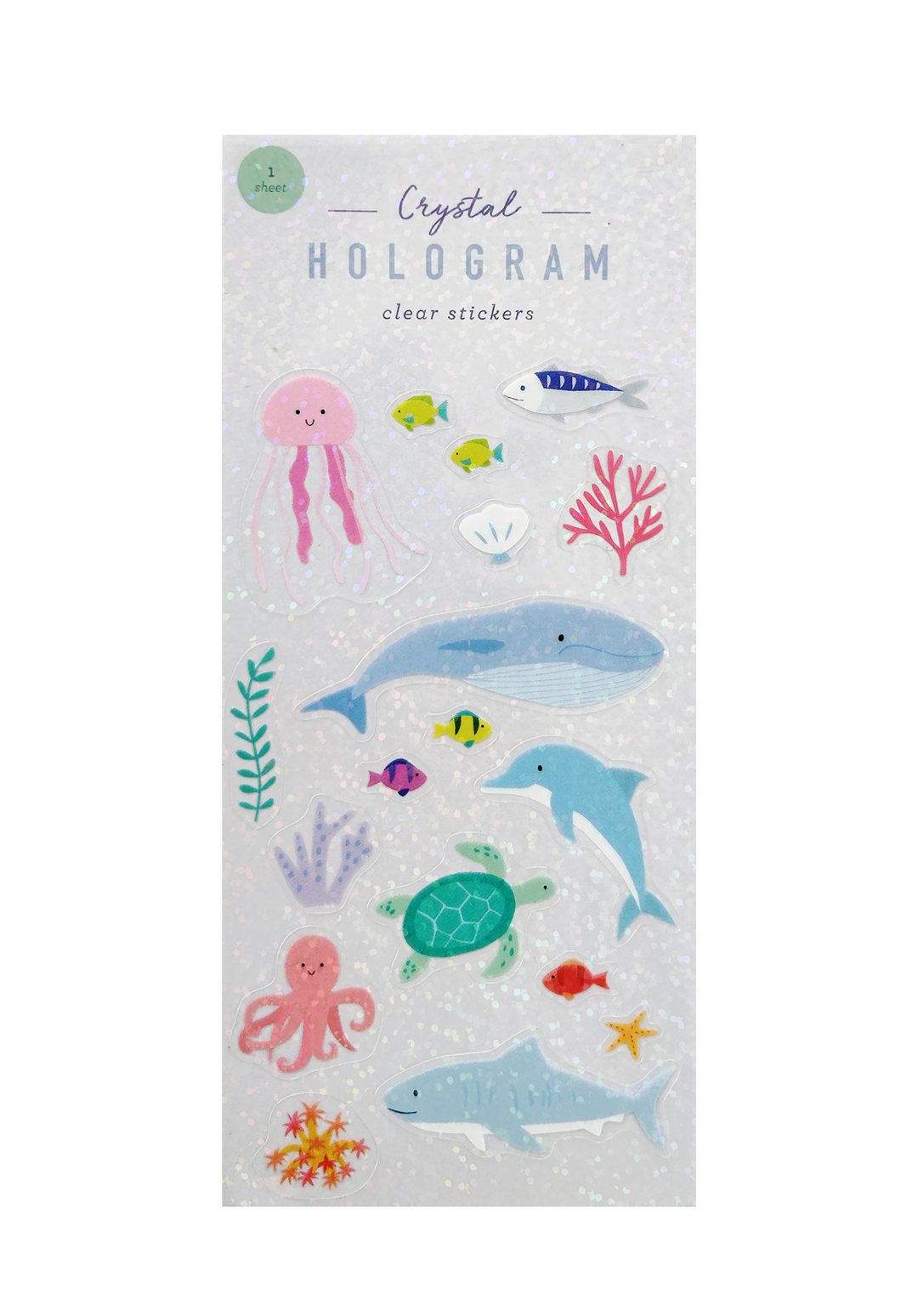 Ocean Animals Crystal Hologram Clear Stickers