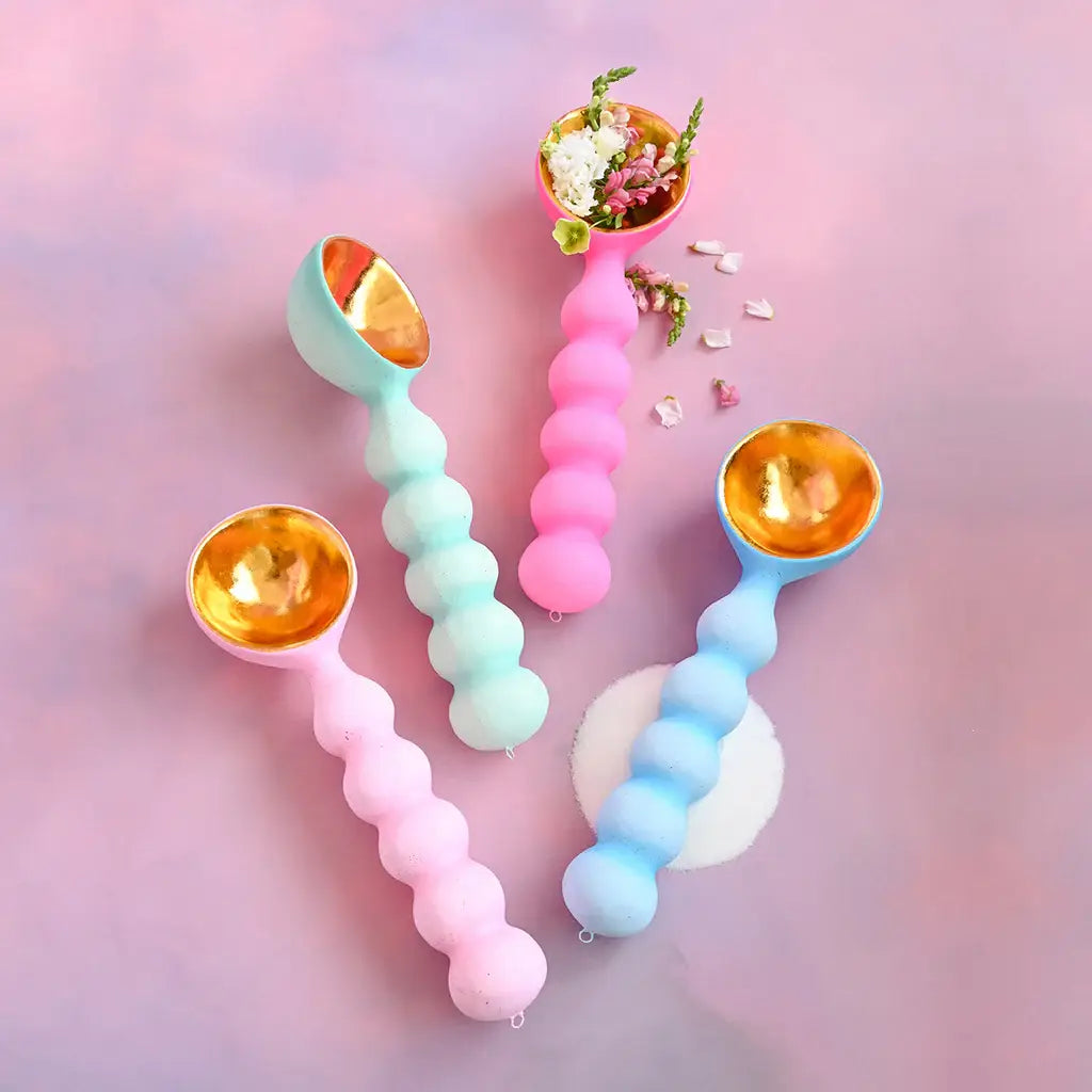 Glitterville Ice Cream Scoop Display, 4 Asst, Fiber Pulp, 24