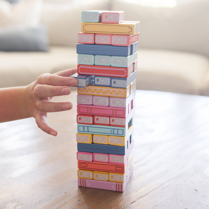Tumbling Book Stack - Wooden Block Stacking &amp; Balance Game