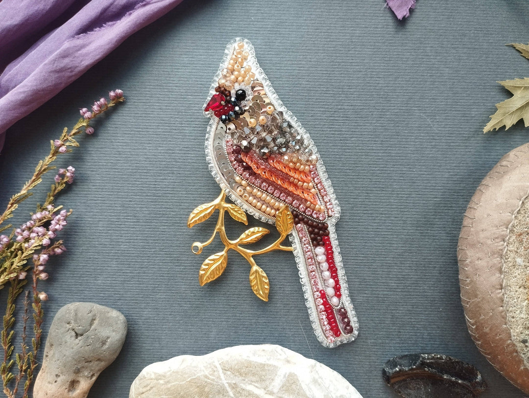 Set Of 5 Forest Bird Brooch Embroidery Kit, DIY Jewelry