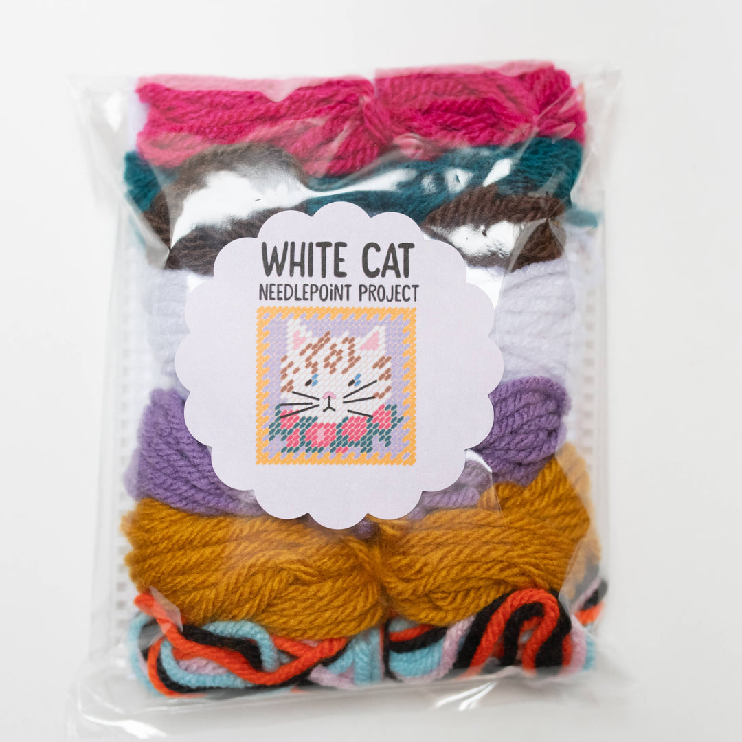 White Cat Needlepoint Kit