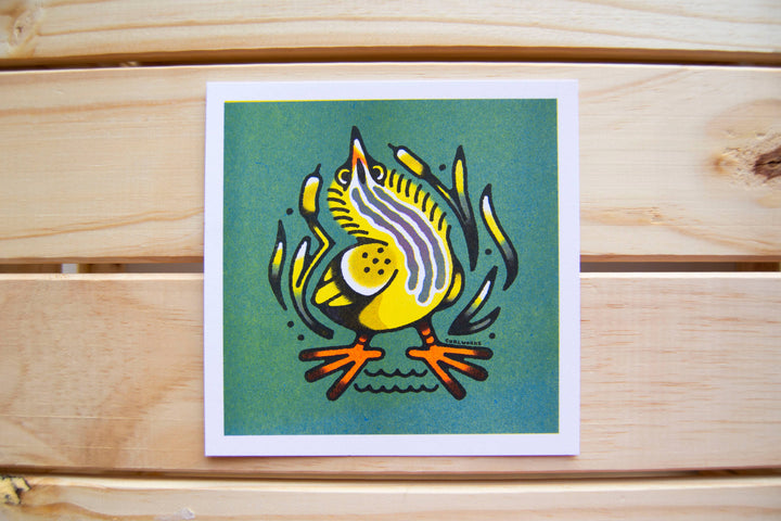 American Bittern - 5x5" Risograph Print
