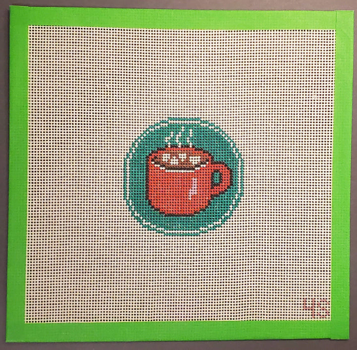 Christmas ornament cocoa mug needlepoint hand painted canvas