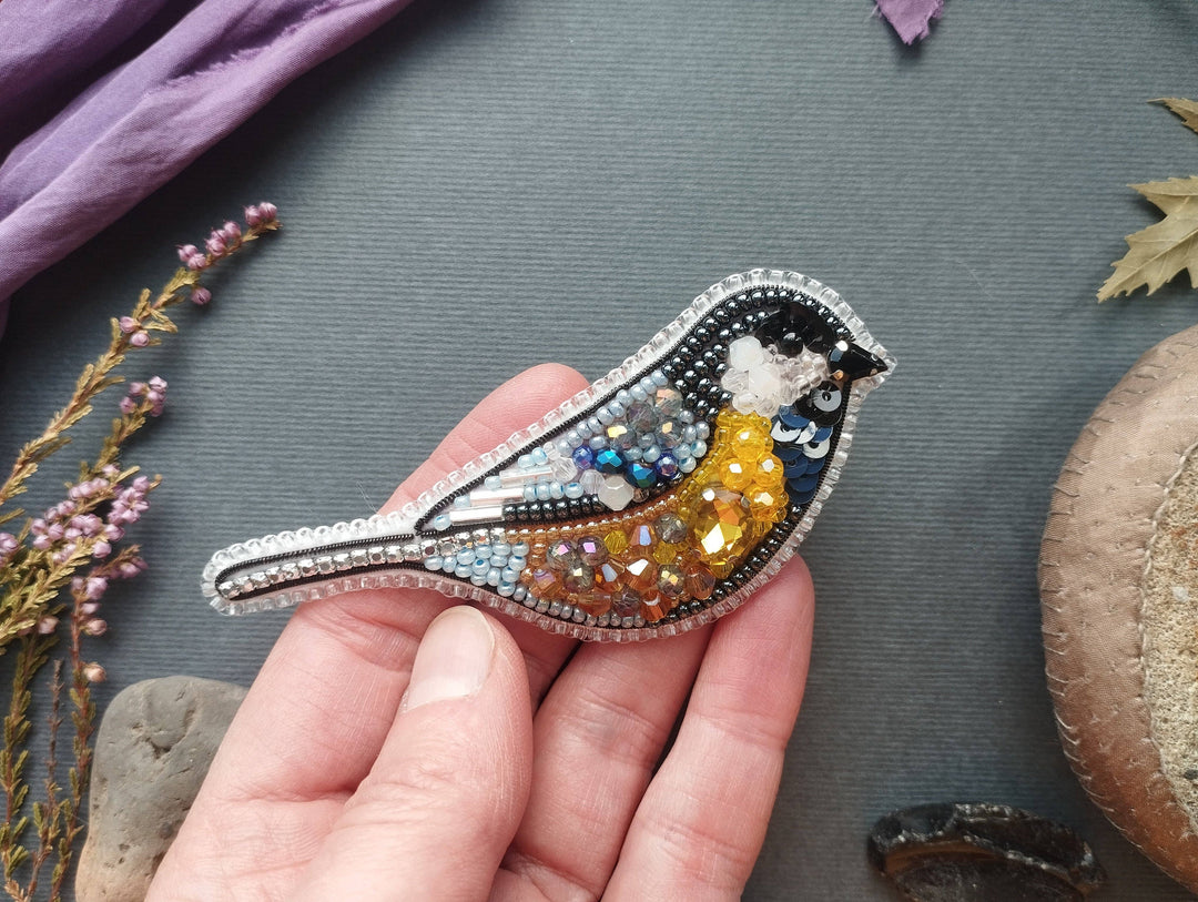 Set Of 5 Forest Bird Brooch Embroidery Kit, DIY Jewelry