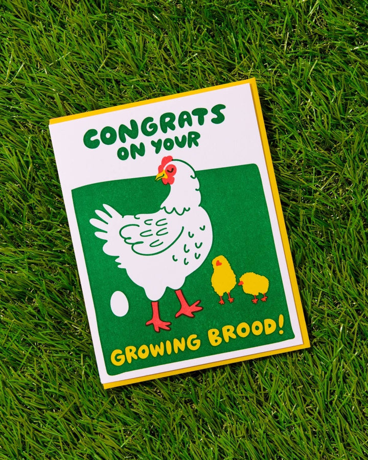 Letterpress New Baby Card—Growing Brood (Chicken, Hen, Egg)