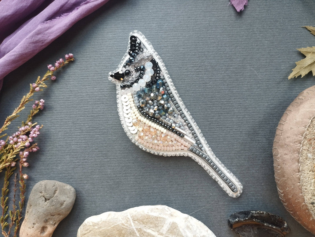 Set Of 5 Forest Bird Brooch Embroidery Kit, DIY Jewelry