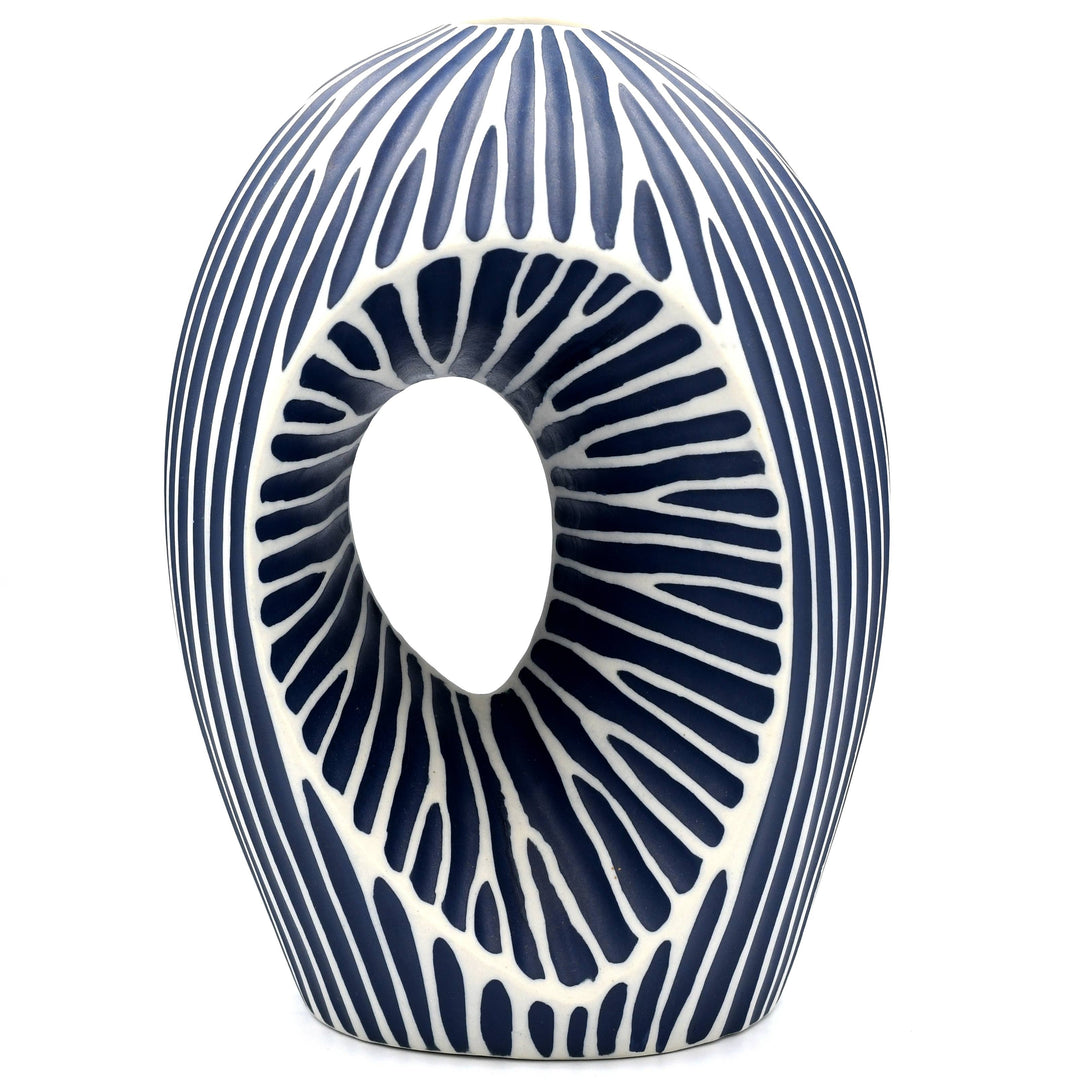Handcrafted Porcelain Arch Vase White Stripe