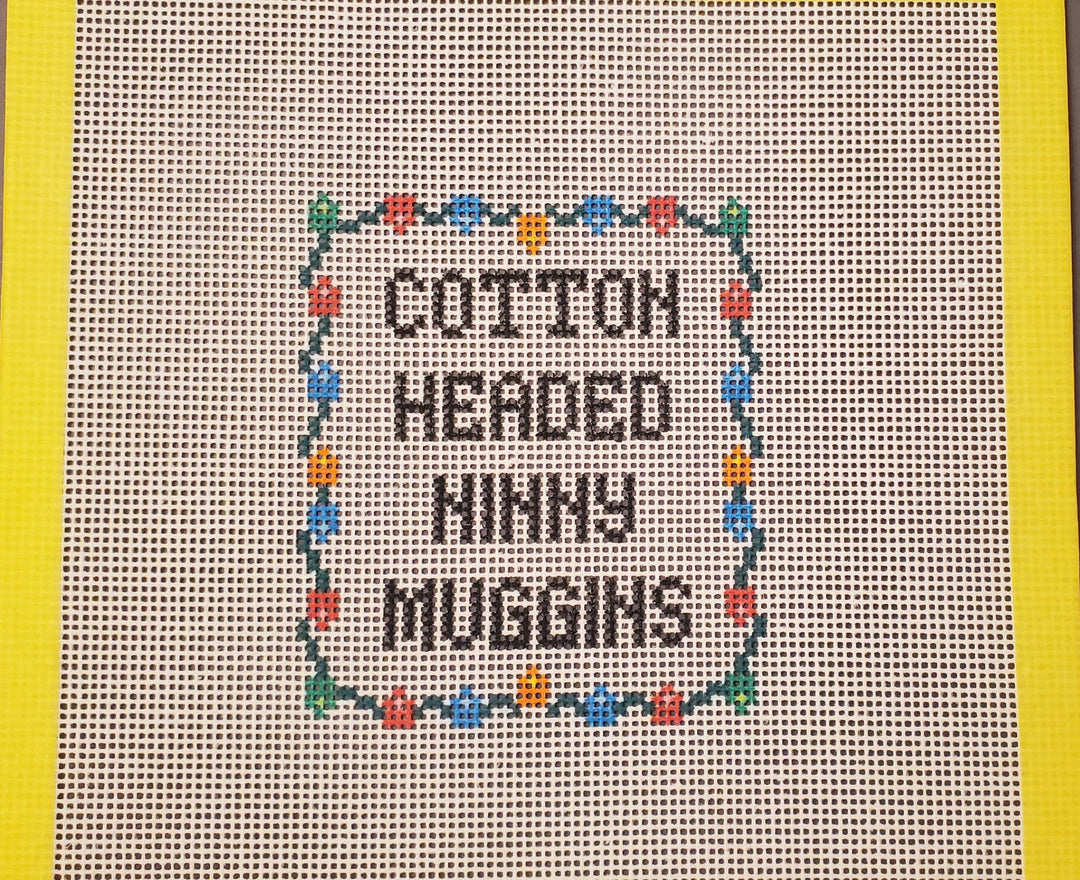 Christmas cotton headed needlepoint hand painted canvas