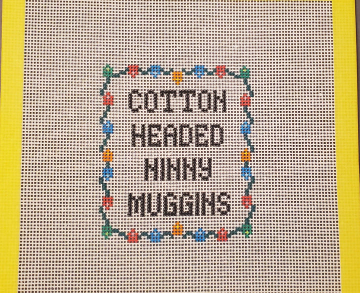 Christmas cotton headed needlepoint hand painted canvas