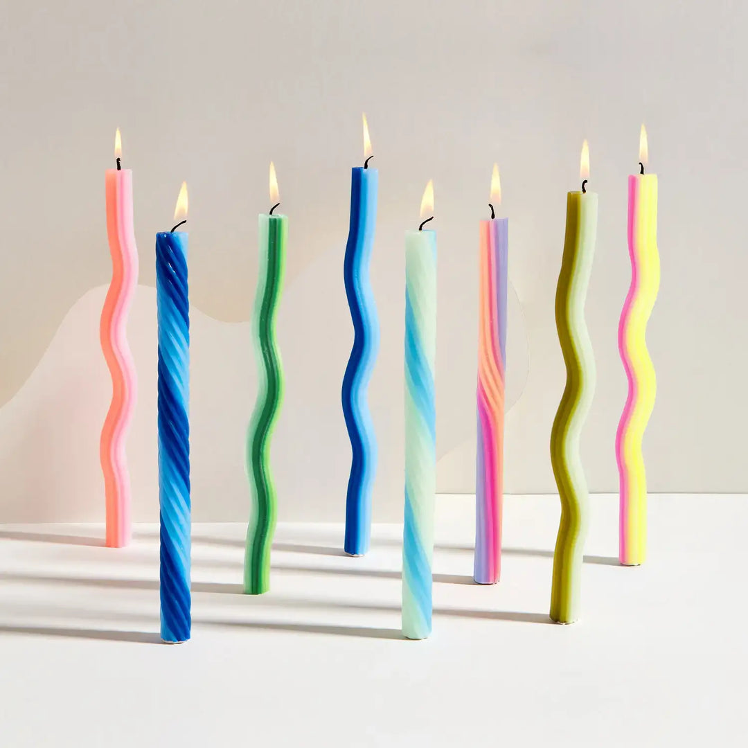 Wiggle Candles - Triple Green (2 Pack) - 11" Vibrant Tapers
