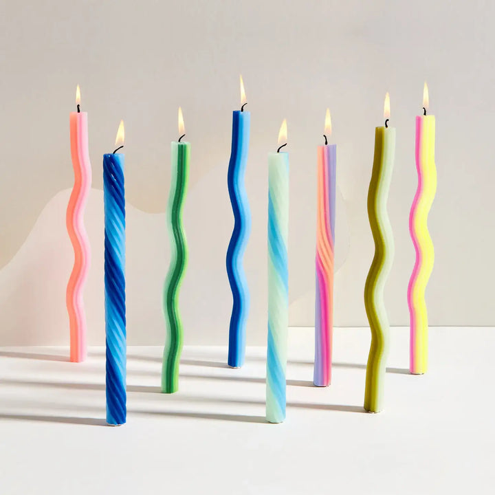 Wiggle Candles - Triple Green (2 Pack) - 11" Vibrant Tapers
