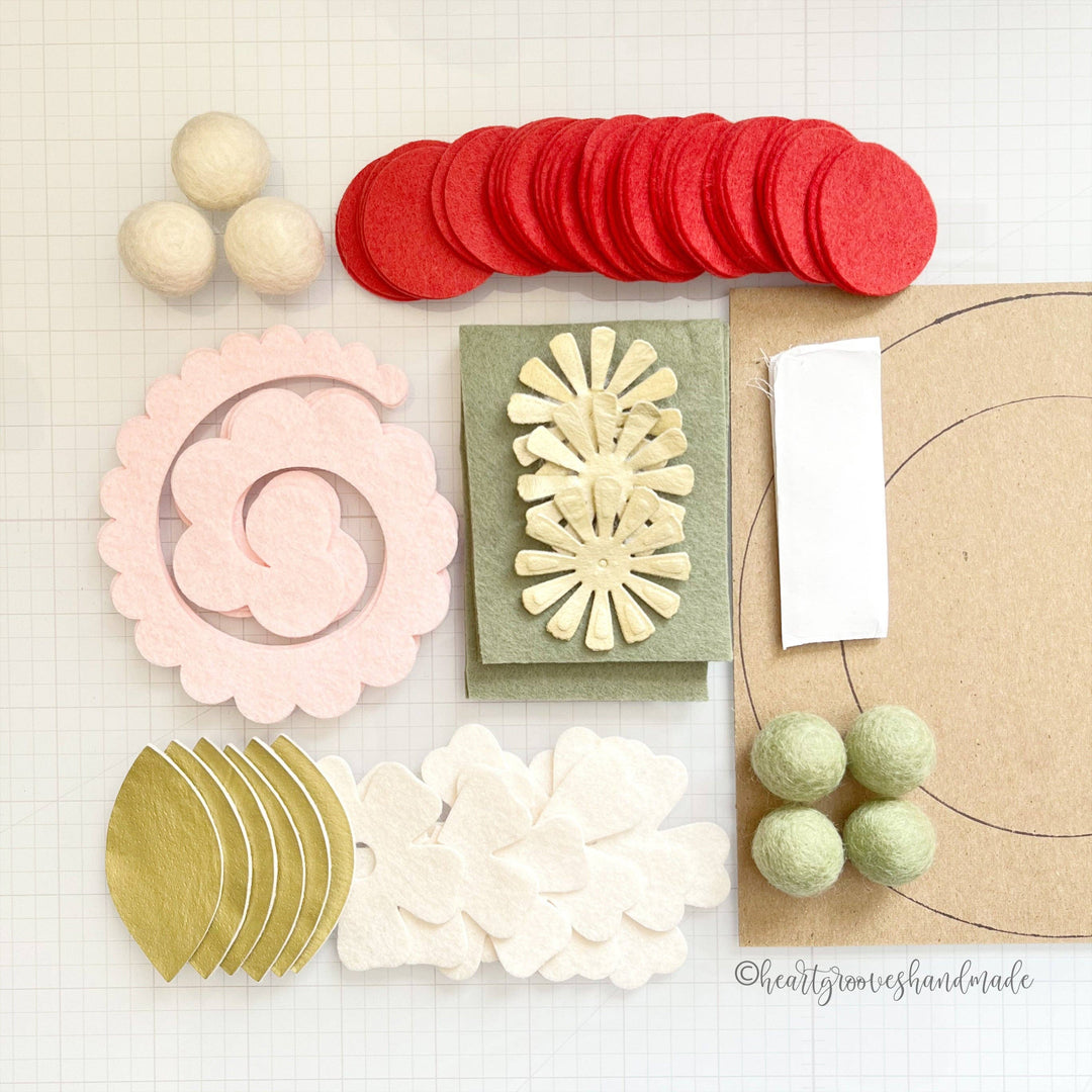 Felt Flower Wreath Craft Kit | Strawberry Mint