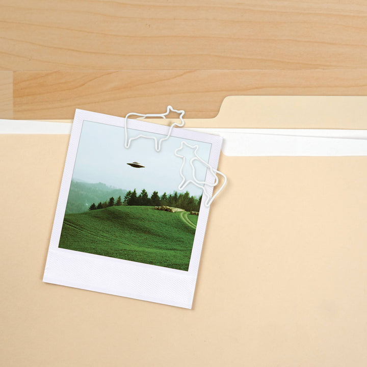Filing Saucer - UFO Paperclip Dispenser with Cow Clips