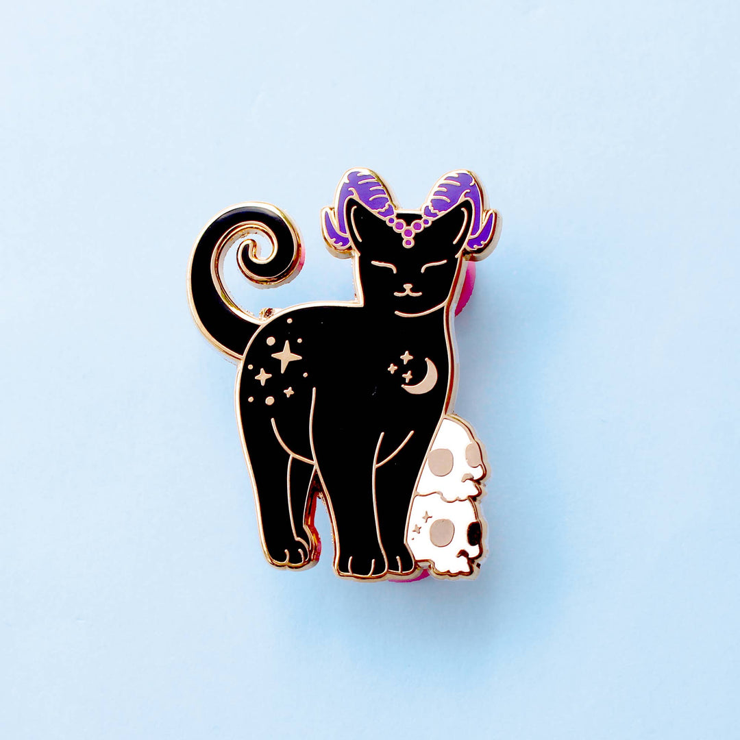 Horned Cat Enamel Pin