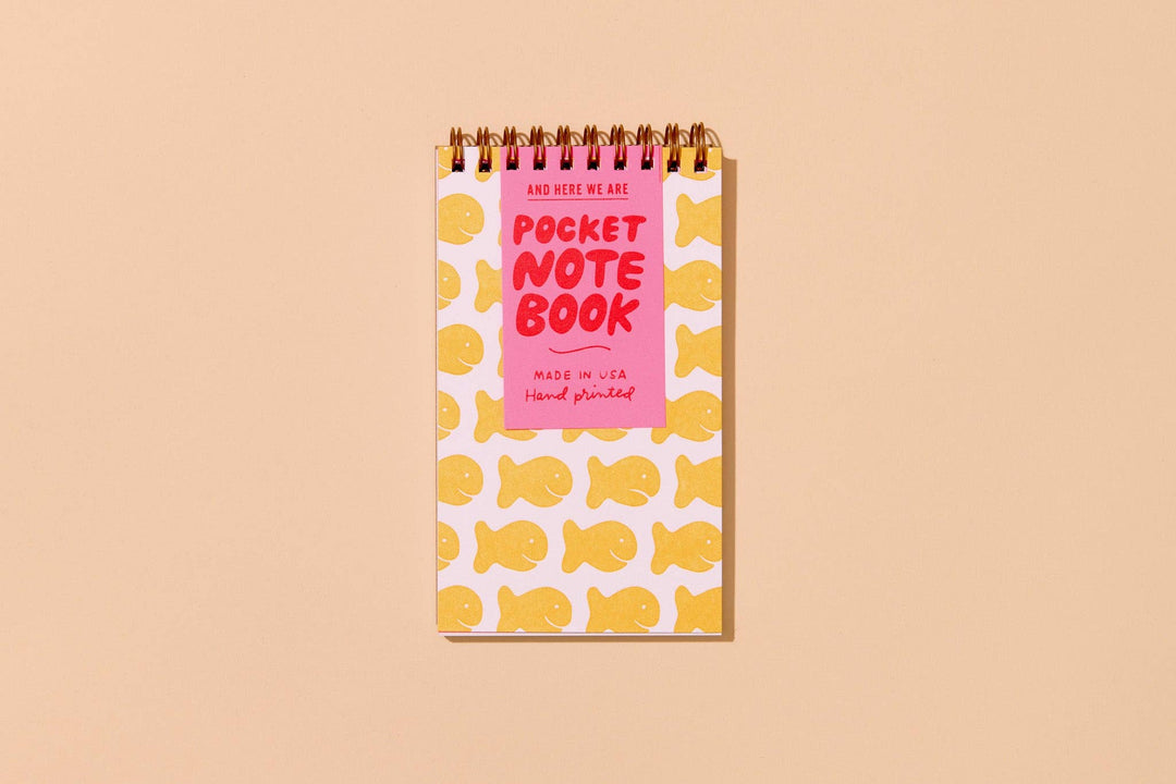 Letterpress Small Spiral Notebook—Goldfish Cracker (Cute Kid