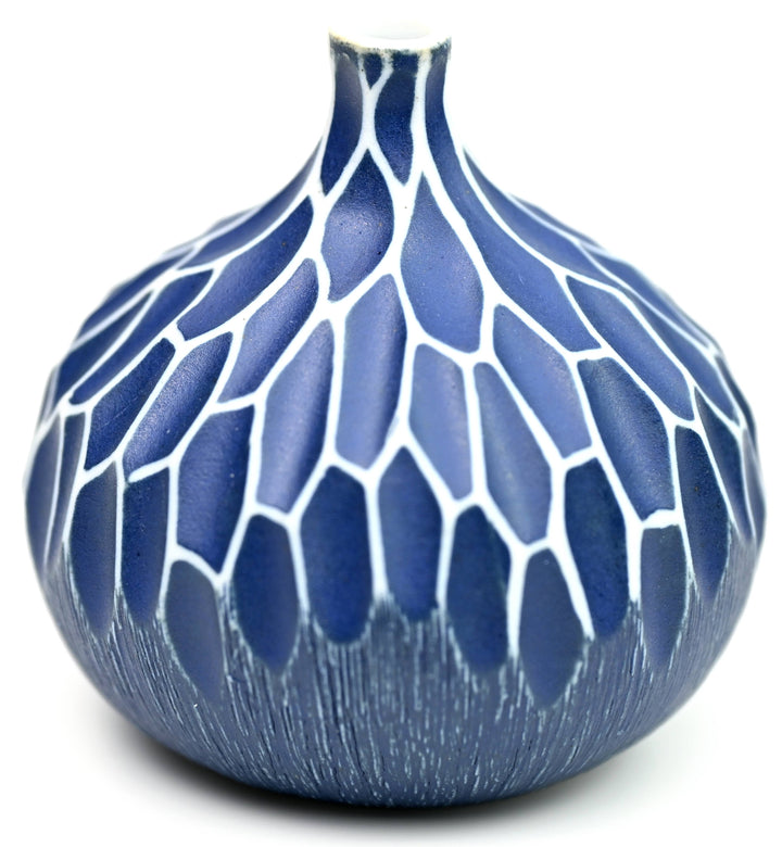 Handcrafted Porcelain Bud Vase Dark Blue Congo