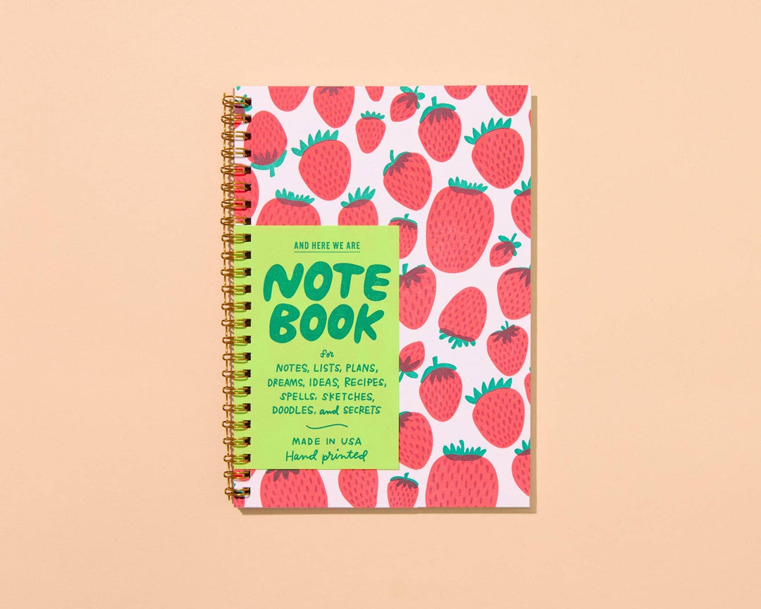 Letterpress A5 Lined Spiral Notebook—Strawberry (Berries)
