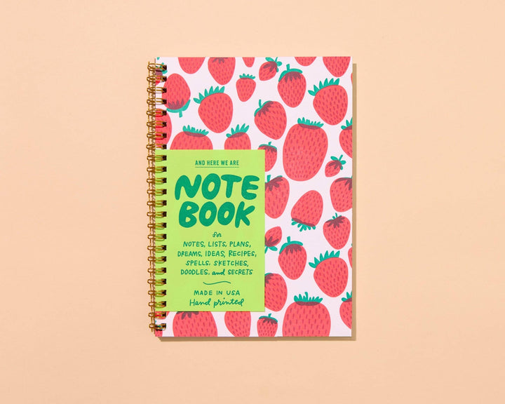 Letterpress A5 Lined Spiral Notebook—Strawberry (Berries)