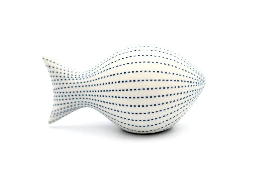 Handcrafted Mini Fish Blue Dotted Stripe