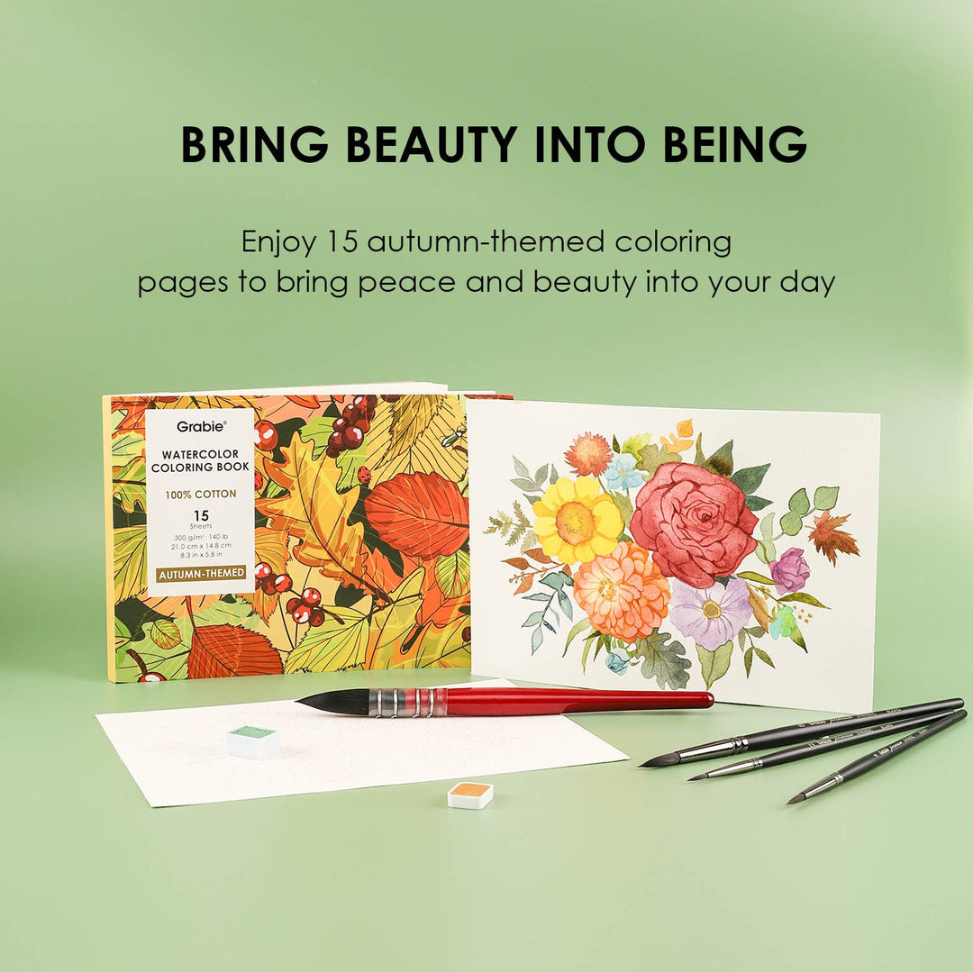 Autumn-Themed Watercolor Coloring Book