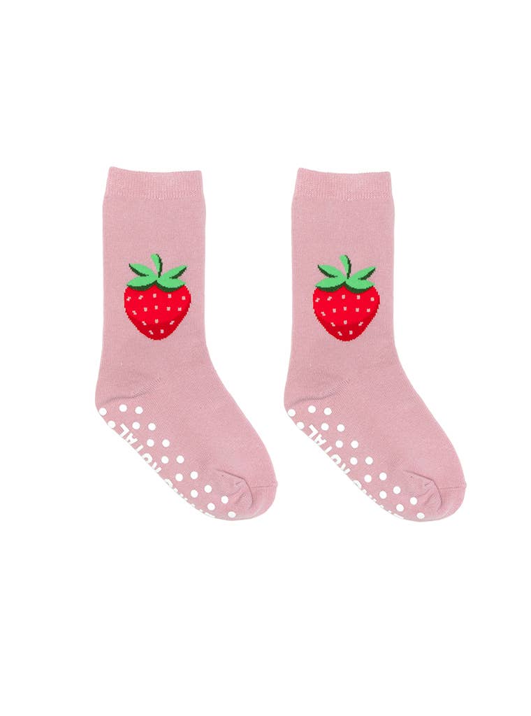3D Packaged Crew Socks - Kids - Strawberry - Pink
