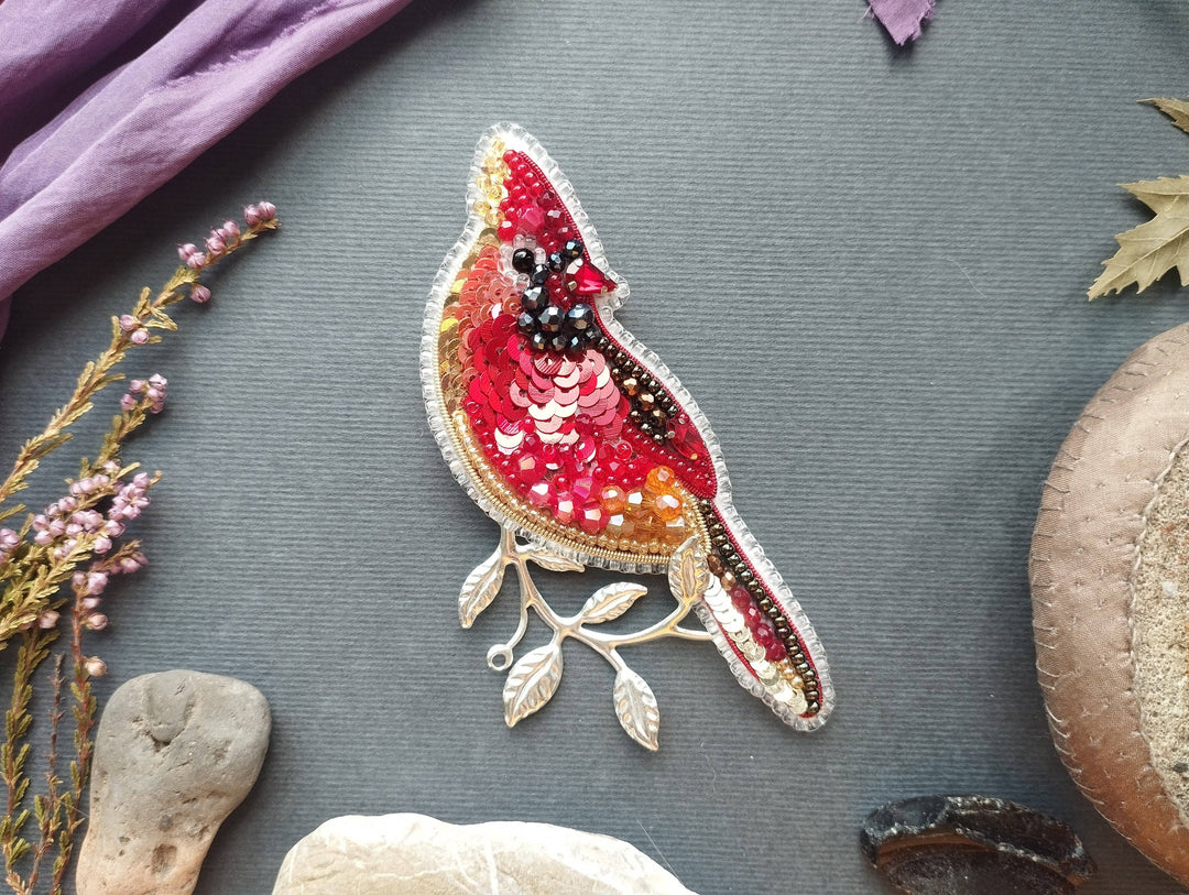 Set Of 5 Forest Bird Brooch Embroidery Kit, DIY Jewelry