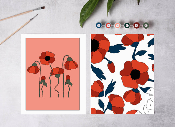 Red Poppies Paint-By-Numbers Kit