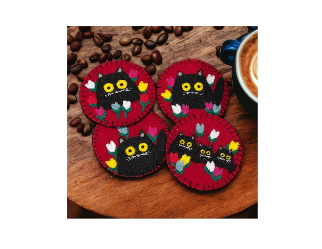 Black Cat Felt & Sew DIY Coaster Kits