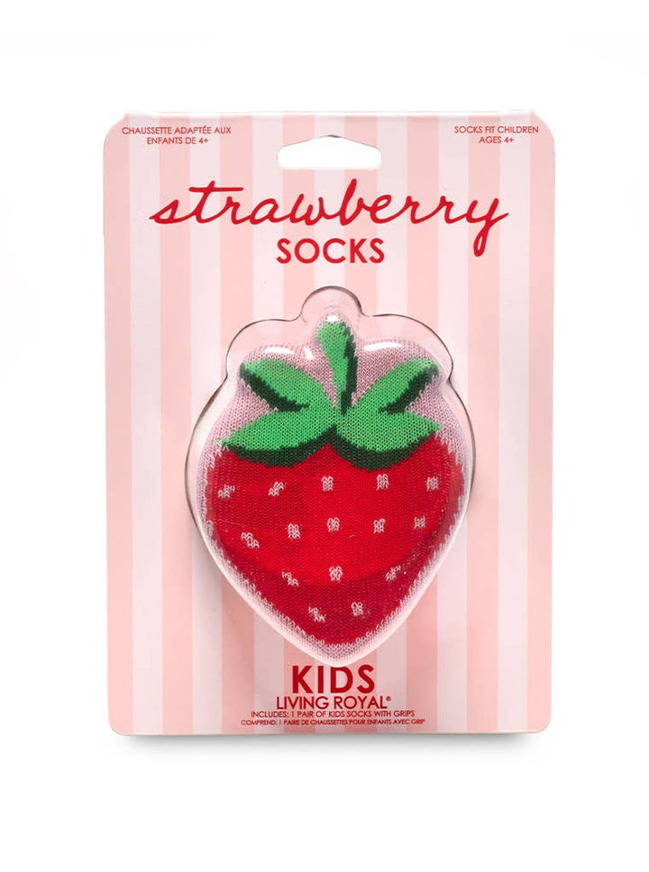 3D Packaged Crew Socks - Kids - Strawberry - Pink