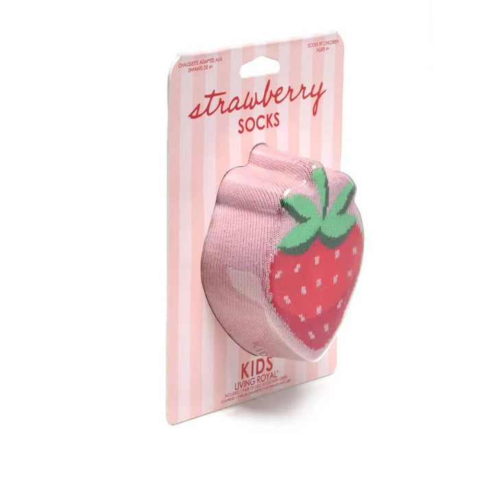 3D Packaged Crew Socks - Kids - Strawberry - Pink
