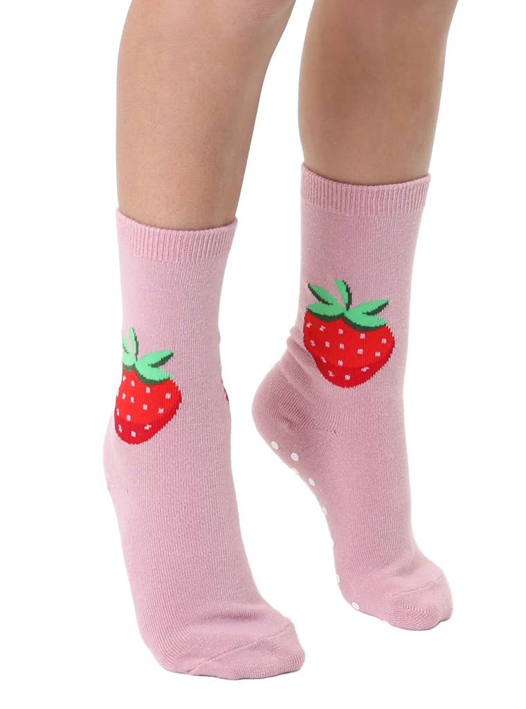 3D Packaged Crew Socks - Kids - Strawberry - Pink