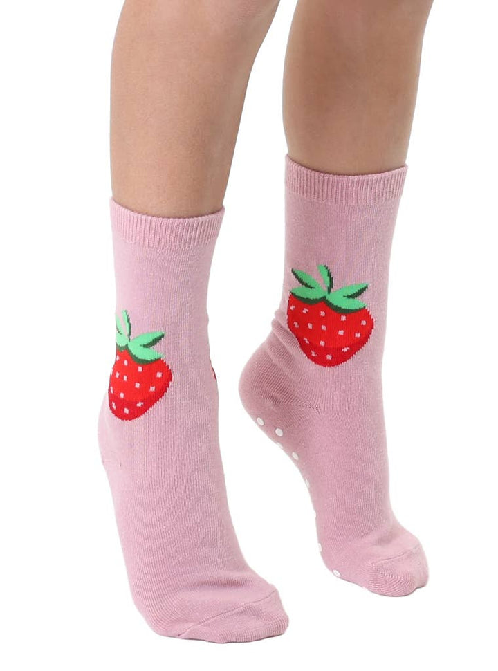 3D Packaged Crew Socks - Kids - Strawberry - Pink