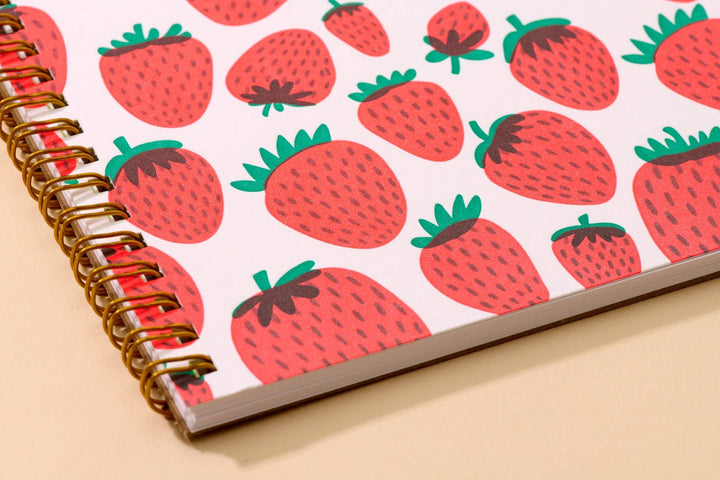 Letterpress A5 Lined Spiral Notebook—Strawberry (Berries)