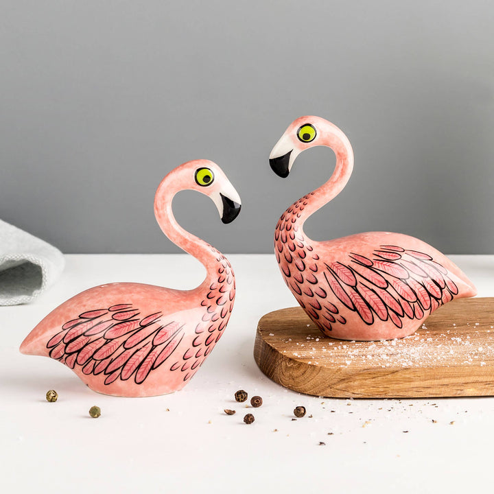 Handmade Ceramic Flamingo Salt and Pepper Shakers