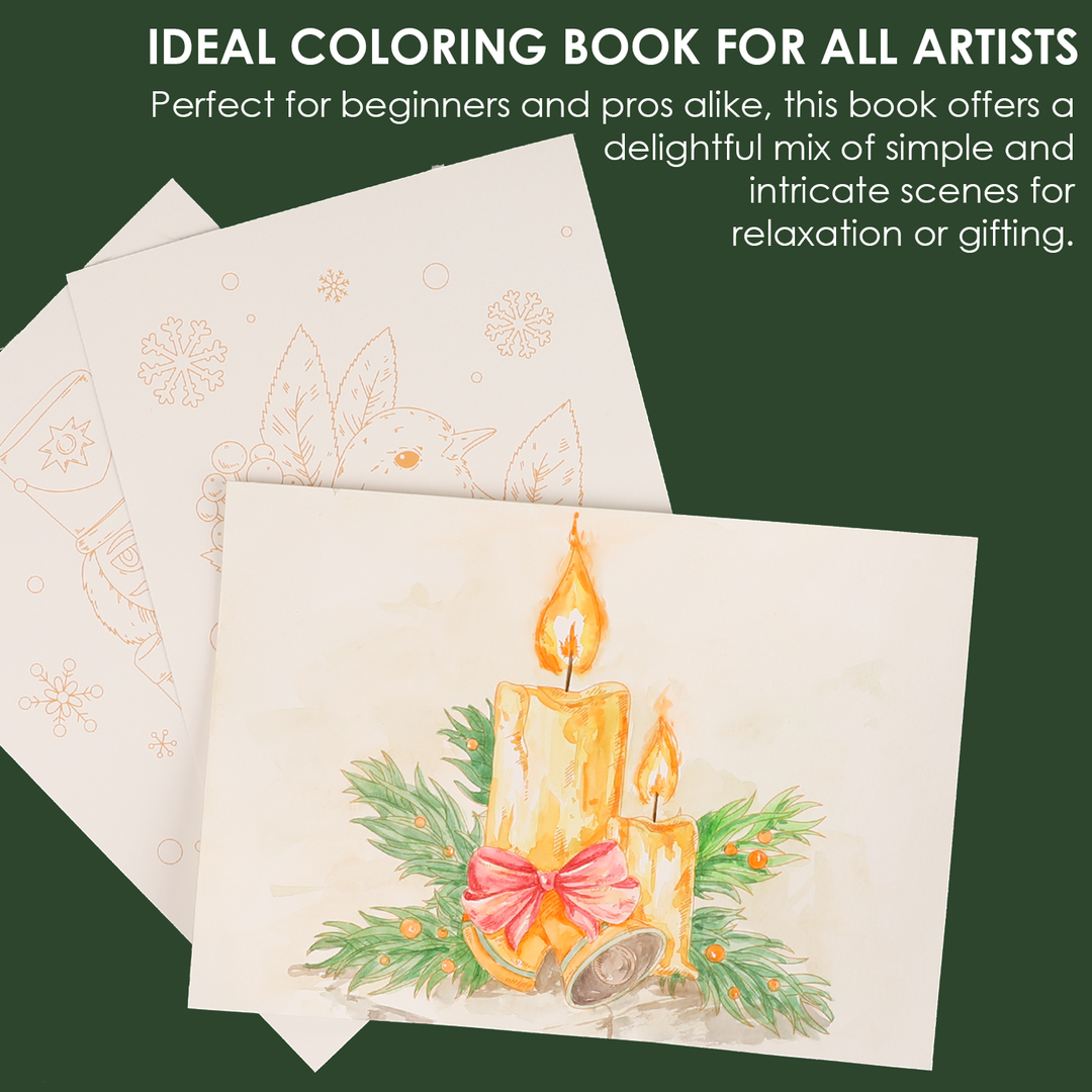 15 Sheets 140LB Holiday-Themed Watercolor Coloring Book