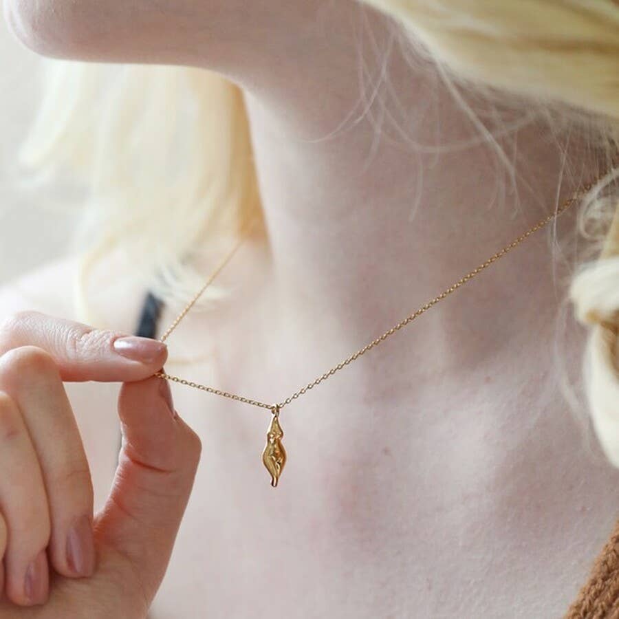 Feminine Figure Pendant Necklace in Gold