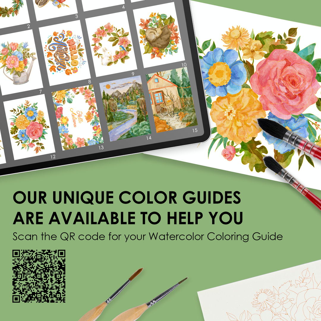 Autumn-Themed Watercolor Coloring Book