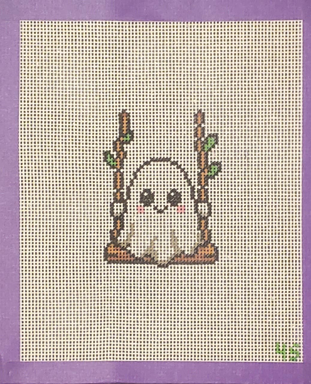 Halloween ghost swinging needlepoint hand painted canvas