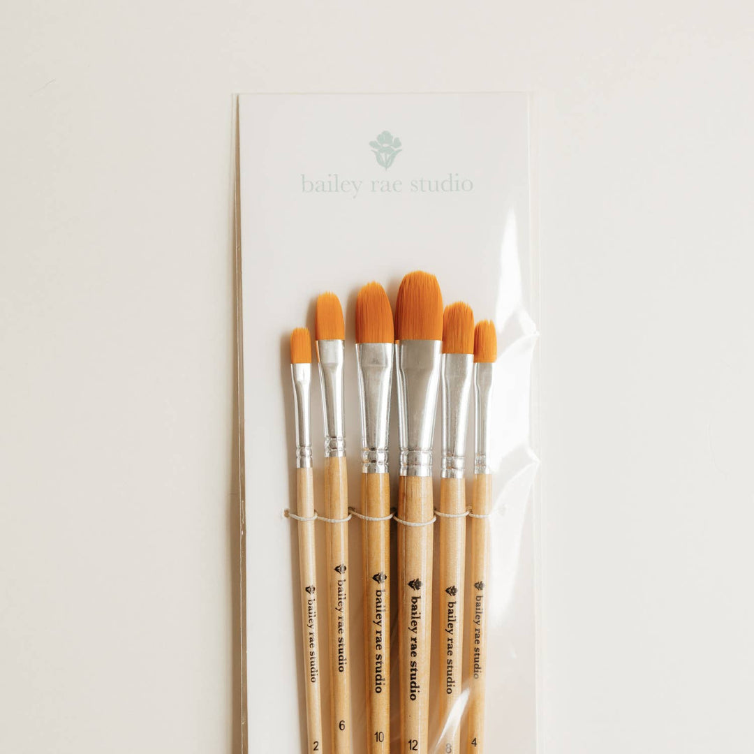 Filbert watercolor brush set -- 6 piece