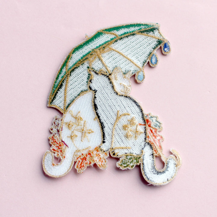 Umbrella Cats Embroidered Patch