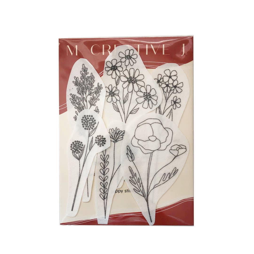 Wildflower Stems Embroidery - Peel Stick &amp; Stitch Patterns