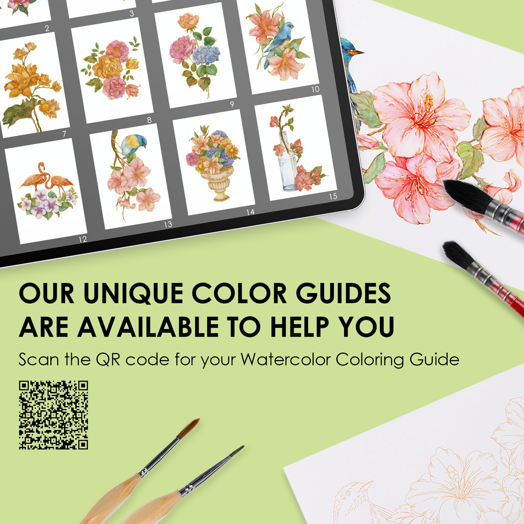 Floral-Themed Watercolor Coloring Book